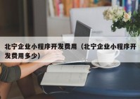 北宁企业小程序开发费用（北宁企业小程序开发费用多少）