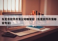 东莞市软件开发公司哪家好（东莞软件开发哪家专业）