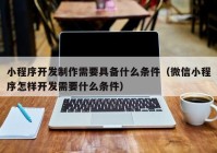 小程序开发制作需要具备什么条件（微信小程序怎样开发需要什么条件）