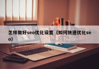 怎样做好seo优化设置（如何快速优化seo）