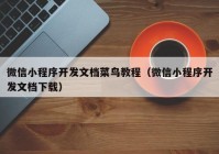 微信小程序开发文档菜鸟教程（微信小程序开发文档下载）