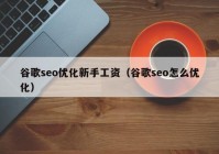 谷歌seo优化新手工资（谷歌seo怎么优化）