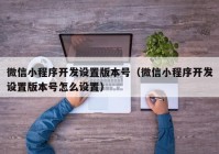 微信小程序开发设置版本号（微信小程序开发设置版本号怎么设置）