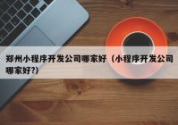 郑州小程序开发公司哪家好（小程序开发公司哪家好?）