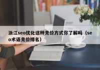 浙江seo优化这种竞价方式你了解吗（seo术语竞价排名）